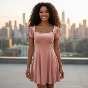 Babydoll Velvet Y2k Womens M Dress brigerton PINK softgirl